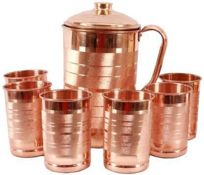 PINNU 4 NO JUG 6 GLASS Jug Glass Set(Copper)