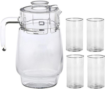 Somil Versatile Transparent Jug & 4 Glass Set for Beverage Service - B42 Jug Glass Set(Glass)
