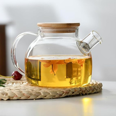 QPBM 1 L Glass, Wooden Kettle Jug