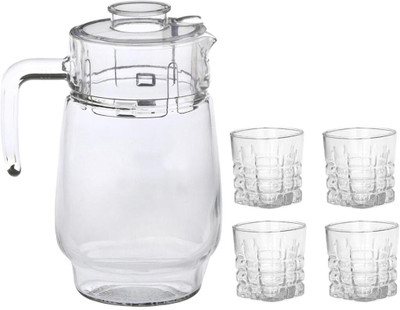 Somil Versatile Transparent Jug & 4 Glass Set for Beverage Service - B44 Jug Glass Set(Glass)