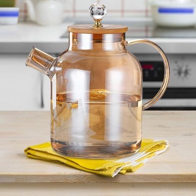 VIRCO 1.8 L Glass, Wooden Kettle Jug