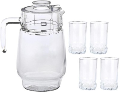 Somil Versatile Transparent Jug & 4 Glass Set for Beverage Service - B24 Jug Glass Set(Glass)