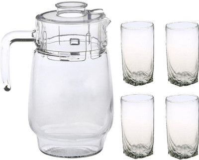 Somil Versatile Transparent Jug & 4 Glass Set for Beverage Service - B12 Jug Glass Set(Glass)