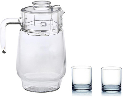 1st Time Transparent Jug & 2 Glass Set- A51 Jug Glass Set(Glass)