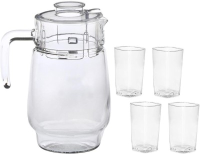 Somil Versatile Transparent Jug & 4 Glass Set for Beverage Service - B6 Jug Glass Set(Glass)