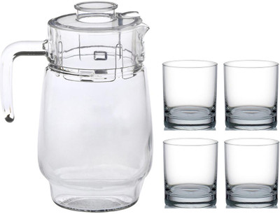 Somil Versatile Transparent Jug & 4 Glass Set for Beverage Service - B46 Jug Glass Set(Glass)