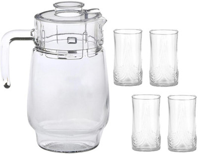 Somil Versatile Transparent Jug & 4 Glass Set for Beverage Service - B36 Jug Glass Set(Glass)