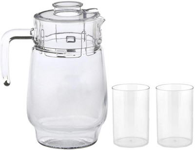 Somil Versatile Transparent Jug & 2 Glass Set for Beverage Service - E59 Jug Glass Set(Glass)