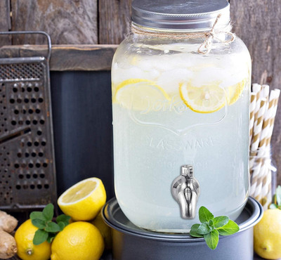 SMILERY 5 Litre Glass Juice Dispenser - Water Pitcher for Detox Water - Mason Jar Bottom Loading Water Dispenser