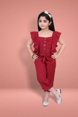 Zenat Self Design Girls Jumpsuit