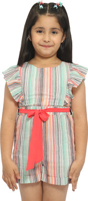 NautiNati Striped Girls Jumpsuit