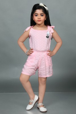 Barkat Polka Print Girls Jumpsuit