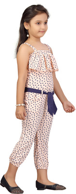 Aarika Polka Print Girls Jumpsuit