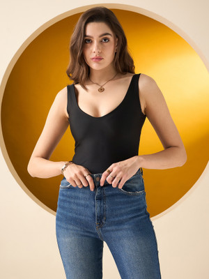 COLOR CAPITAL Casual Solid Women Black Top