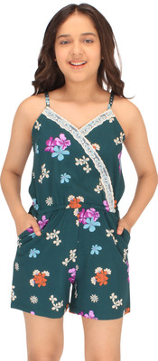 Cutecumber Floral Print Girls Jumpsuit
