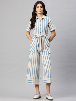 Cottinfab Striped Women Jumpsuit