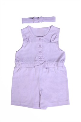 VENSA Solid Baby Girls Jumpsuit