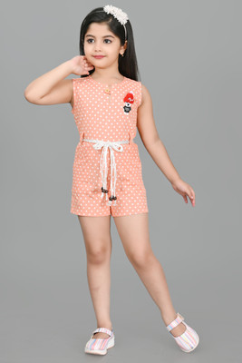 BARKAT DESIGNING PLANET Polka Print Girls Jumpsuit