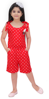 N SHAKIB DRESSES Polka Print Girls Jumpsuit