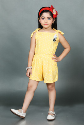 Barkat Polka Print Girls Jumpsuit