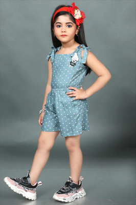 Barkat Polka Print Girls Jumpsuit
