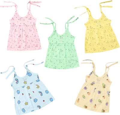 kinder's Crew Baby Girls Casual Pure Cotton Knit Top(Multicolor, Pack of 5)