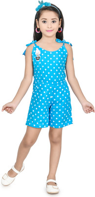 Star Case Polka Print Girls Jumpsuit