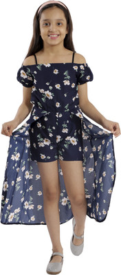 Kids Cave Floral Print Girls Jumpsuit