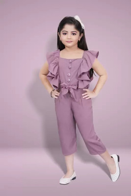 Zenat Self Design Girls Jumpsuit