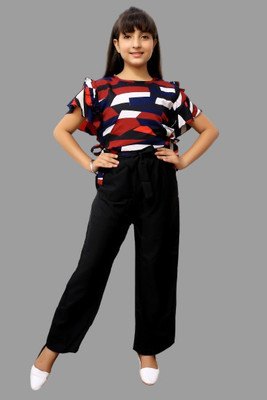 LIME N LEMON Girls Casual Top Trouser(RED)