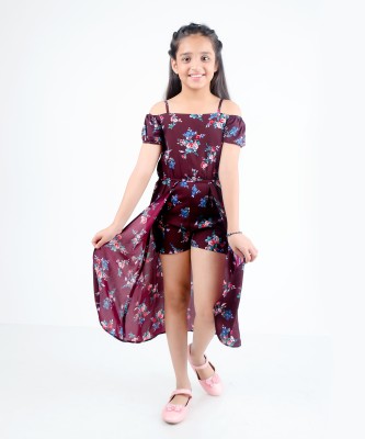 Kids Cave Floral Print Girls Jumpsuit