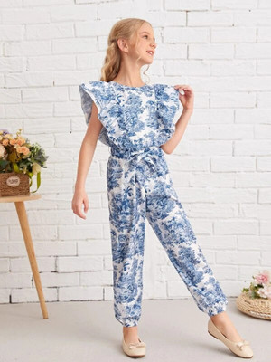 Style Connect Floral Print Girls Jumpsuit