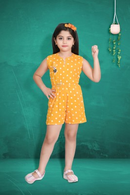 Nazneen Polka Print Girls Jumpsuit