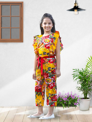 CUTIEKINS Floral Print Girls Jumpsuit