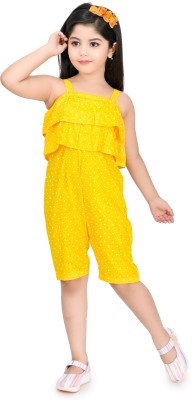 Chandrika Polka Print Girls Jumpsuit