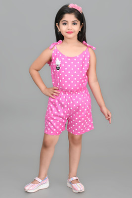 TAJ Polka Print Girls Jumpsuit