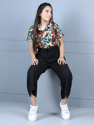 STYLESTONE Floral Print Girls Jumpsuit