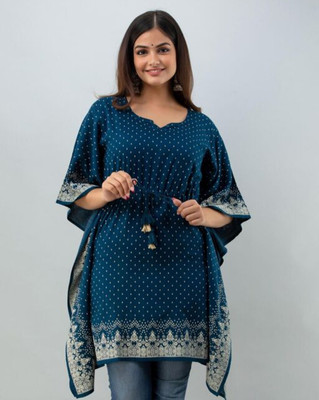 Gaurcollections Printed Rayon Women Kaftan