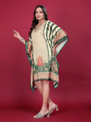 SilkSutra Printed Satin Blend Women Kaftan