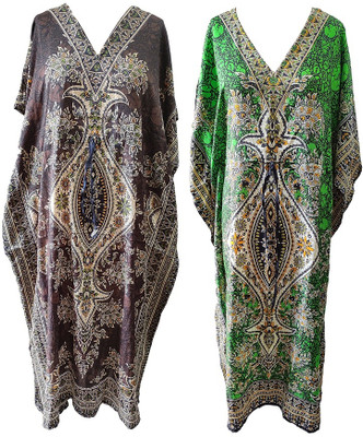 Quickcollection Printed Polyester Women Kaftan