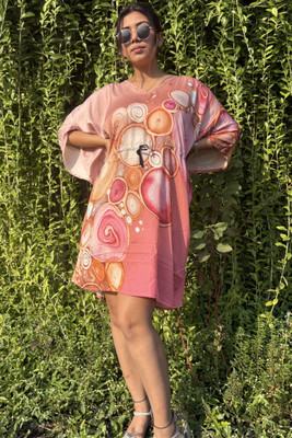 Dhanlaxmi Textiles Printed, Geometric Print Poly Crepe, Polycotton, Cotton Crepe Blend Women Kaftan