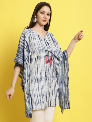 Fabflee Polka Print Crepe Women Kaftan