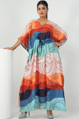 Dhanlaxmi Textiles Printed, Geometric Print Poly Crepe, Polycotton, Cotton Crepe Blend Women Kaftan