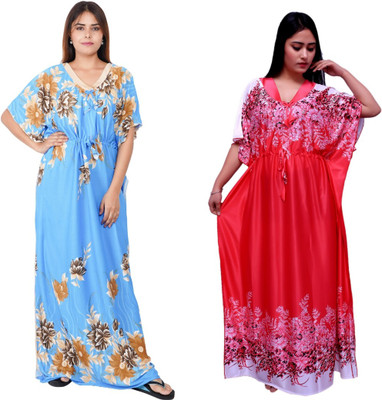 REN STAR Printed Satin Blend Women Kaftan