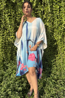 Dhanlaxmi Textiles Printed, Geometric Print Poly Crepe, Polycotton, Cotton Crepe Blend Women Kaftan