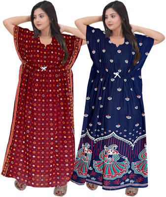 unlocked Women Nighty(Maroon, Blue)