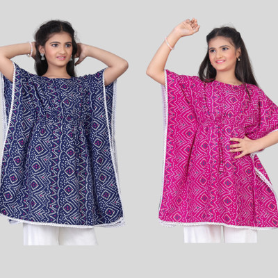 SELVIFAB Printed Crepe Girls Kaftan