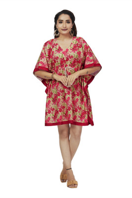 daintier Floral Print Cotton Rayon Blend Women Kaftan