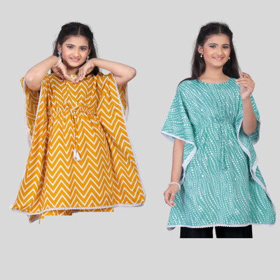 SELVIFAB Printed Crepe Girls Kaftan