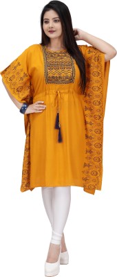 Get Styled Printed, Embroidered Rayon, Cotton Rayon Blend, Rayon Crepe Blend Women Kaftan